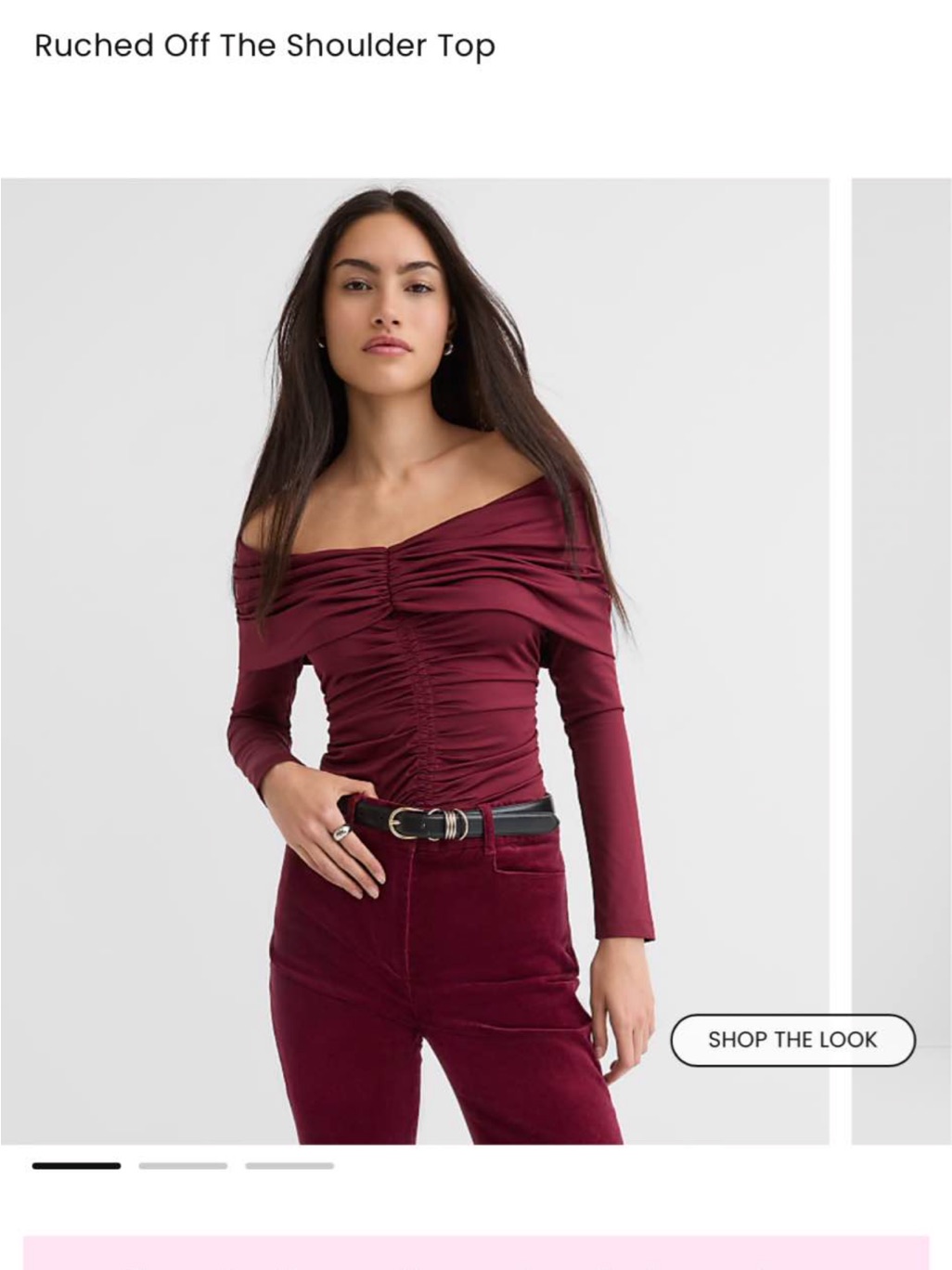 Loft Ruched Off-The-Shoulder Top In Burgundy